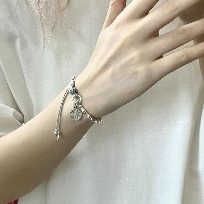 一件代发五帝钱竹节编织手绳国风手饰饰品山鬼花钱情侣闺蜜手链女