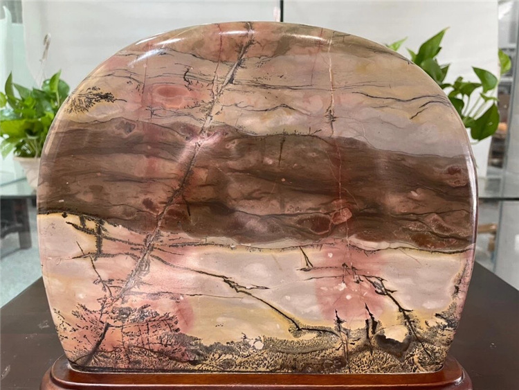 红石头天然奇石草花石小摆件乔迁礼品风水靠山石画面石精品05036