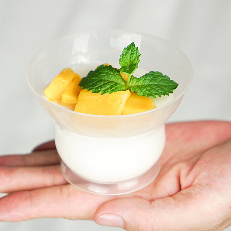 耐烤布丁杯双皮奶杯酸奶杯一次性塑料带盖创意耐冻雪糕杯奶冻杯