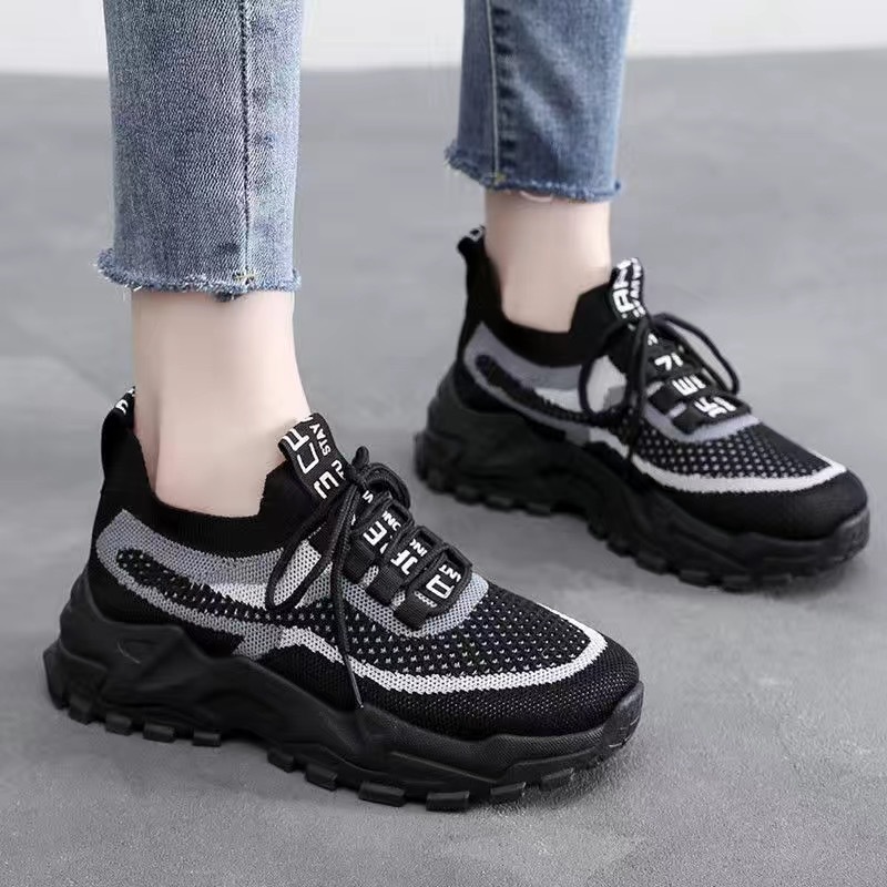 Summer and Autumn Fly-Kit Mesh Sneaker Socks Mouth Light Casual Shoes Low-Top Breathable Women's Shoes Ins Dad Shoes Wholesale