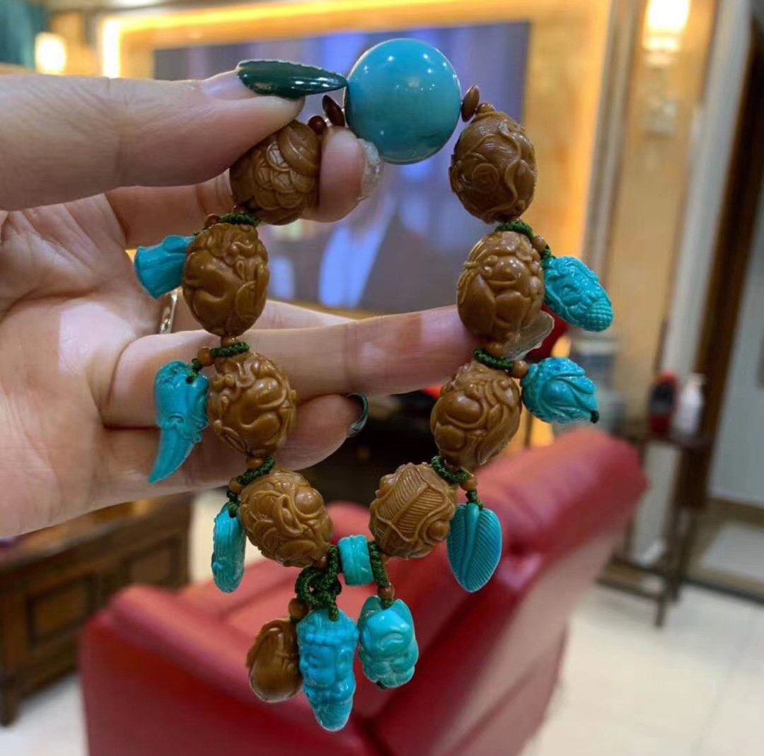 【直播】批发原矿天然绿松石蜜蜡圆珠散珠配珠手串手链项链吊坠