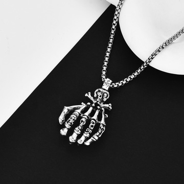 万圣节潮流骷髅鬼手饰品欧美流行夸张朋克风吊坠男士个性百搭项链