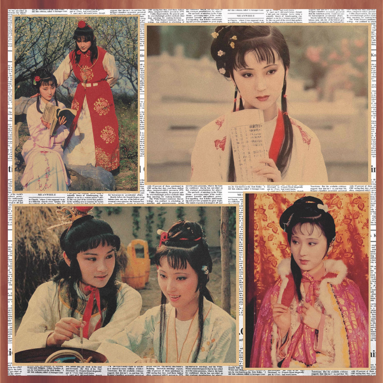 87版红楼梦复古海报林黛玉贾宝玉陈晓旭牛皮纸装饰墙画壁画396