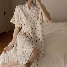 日系和服睡衣女棉日式棉纱短袖薄款睡袍汗蒸服浴袍可爱欲风夏厂家