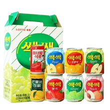 韩国进口乐天粒粒葡萄果汁饮料238ml听装整箱批发0脂肪低糖分饮品