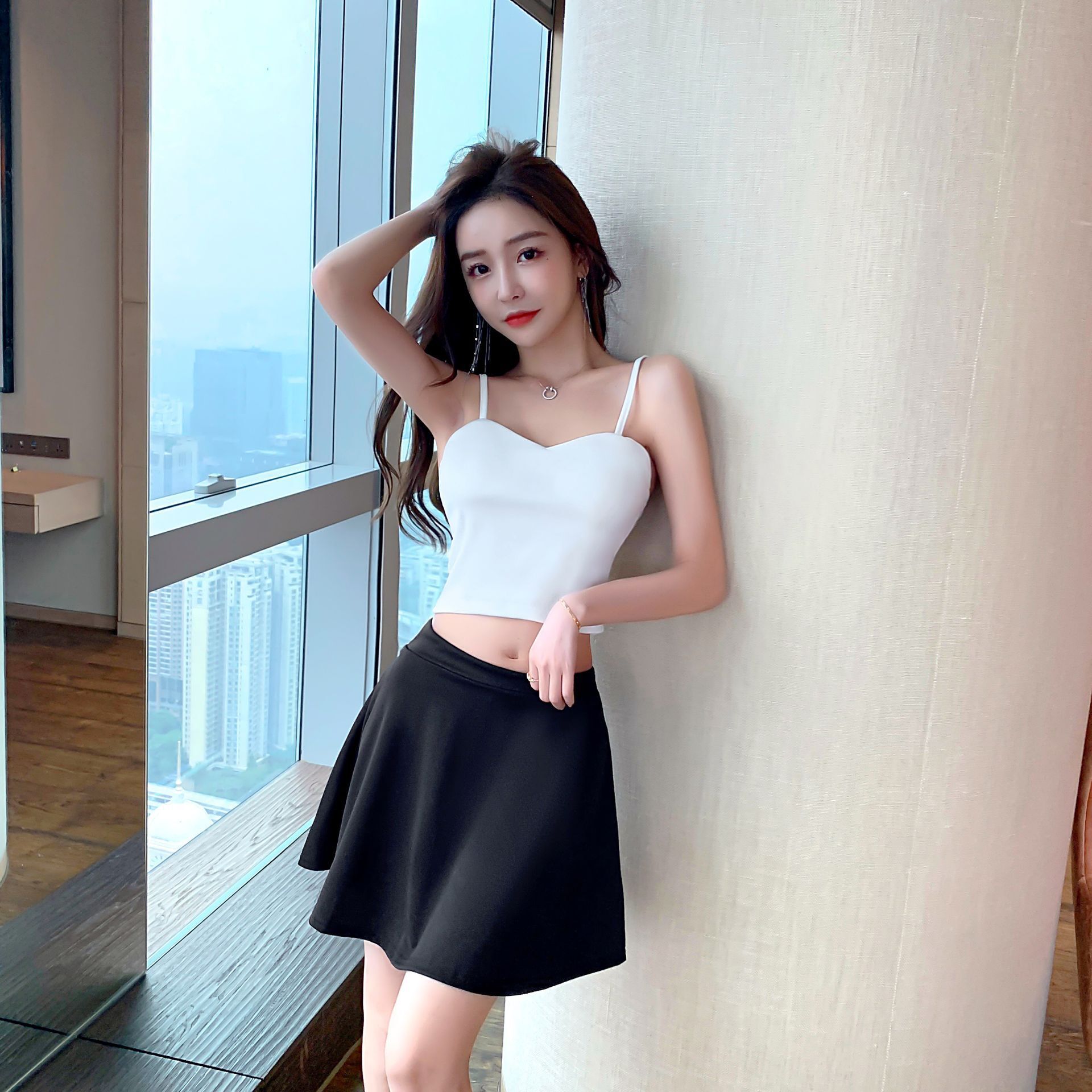 2910034夜店性感一字领低胸露背吊带上衣 一步裙腰裙半身裙套装裙