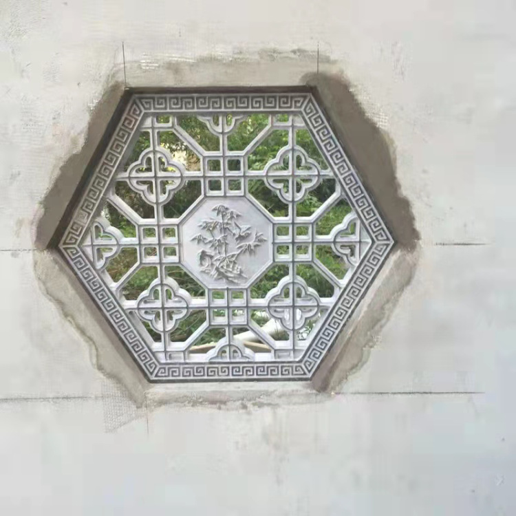 石雕镂空花窗 中式仿古圆形方形石窗图片价格 庭院古建石头窗户