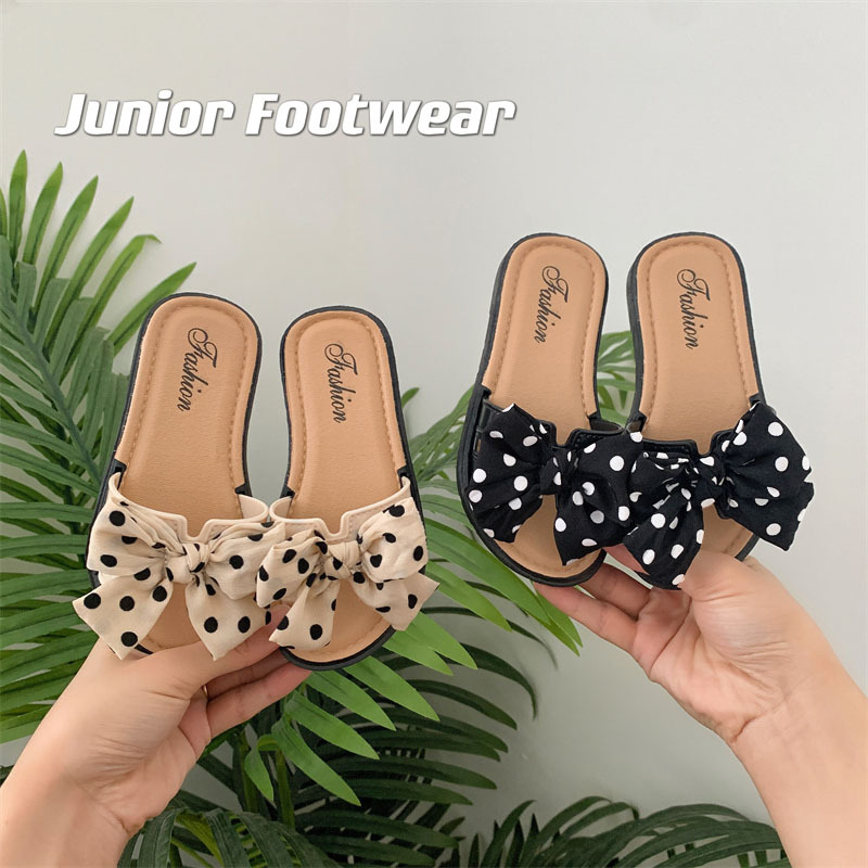 Bow Non-slip Outer Wear Girls Soft Soled Slippers
