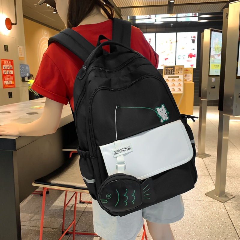 New High School Student Bag Women's Campus Contrast Color Backpack Cute Backpack Wholesale