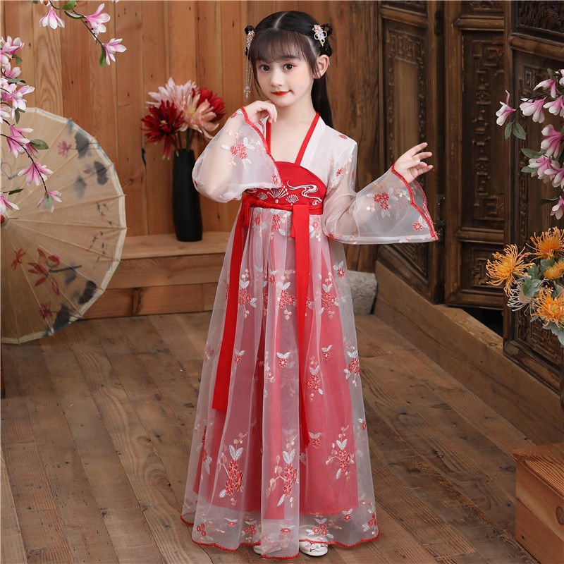 古装儿童女汉服女童仙女古代服装风小女孩古筝飘逸舞蹈表演服新款汉服