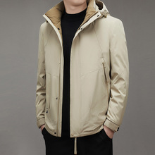男式羽绒服冬季新款加厚90白鸭绒高档连帽中青年休闲纯色保暖外套