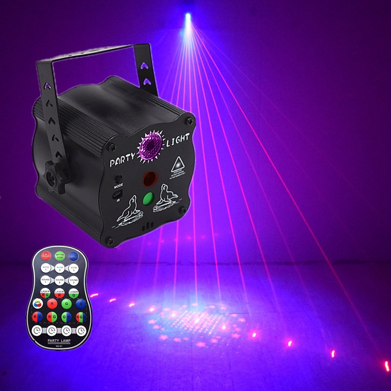 New Mini Laser Light Stage Lights KTV Bar DJ Voice-Activated Flash Lamp Decoration Starry Sky Projection Lamp Ambience Light