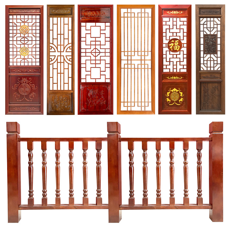 东阳木雕 厂家直销 栏杆护栏中式扶手挂落隔断落地罩仿古工艺榫卯