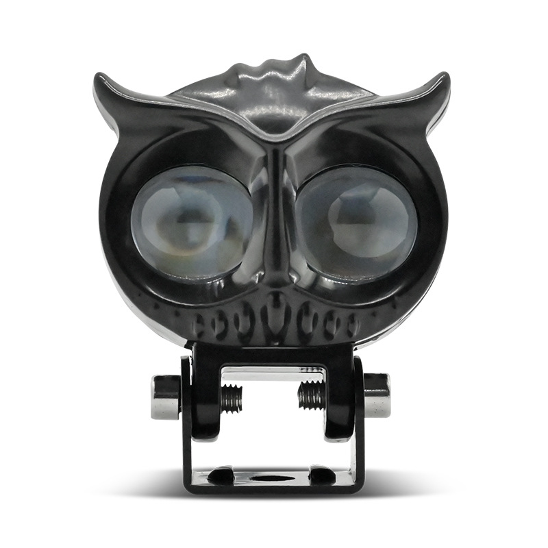 LED Motorcycle Spotlight Double-Eye Owl Two-Color Lock and Load Spray Electric Car Headlight Modified LED Lamp Waterproof