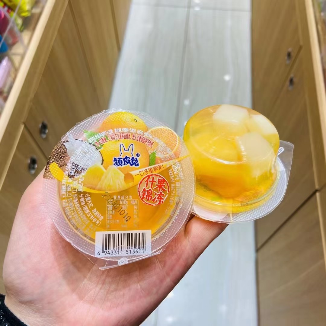 顽皮兔果肉果冻什锦果冻香橙味菠萝味水果冻10斤装夏季清凉饮品