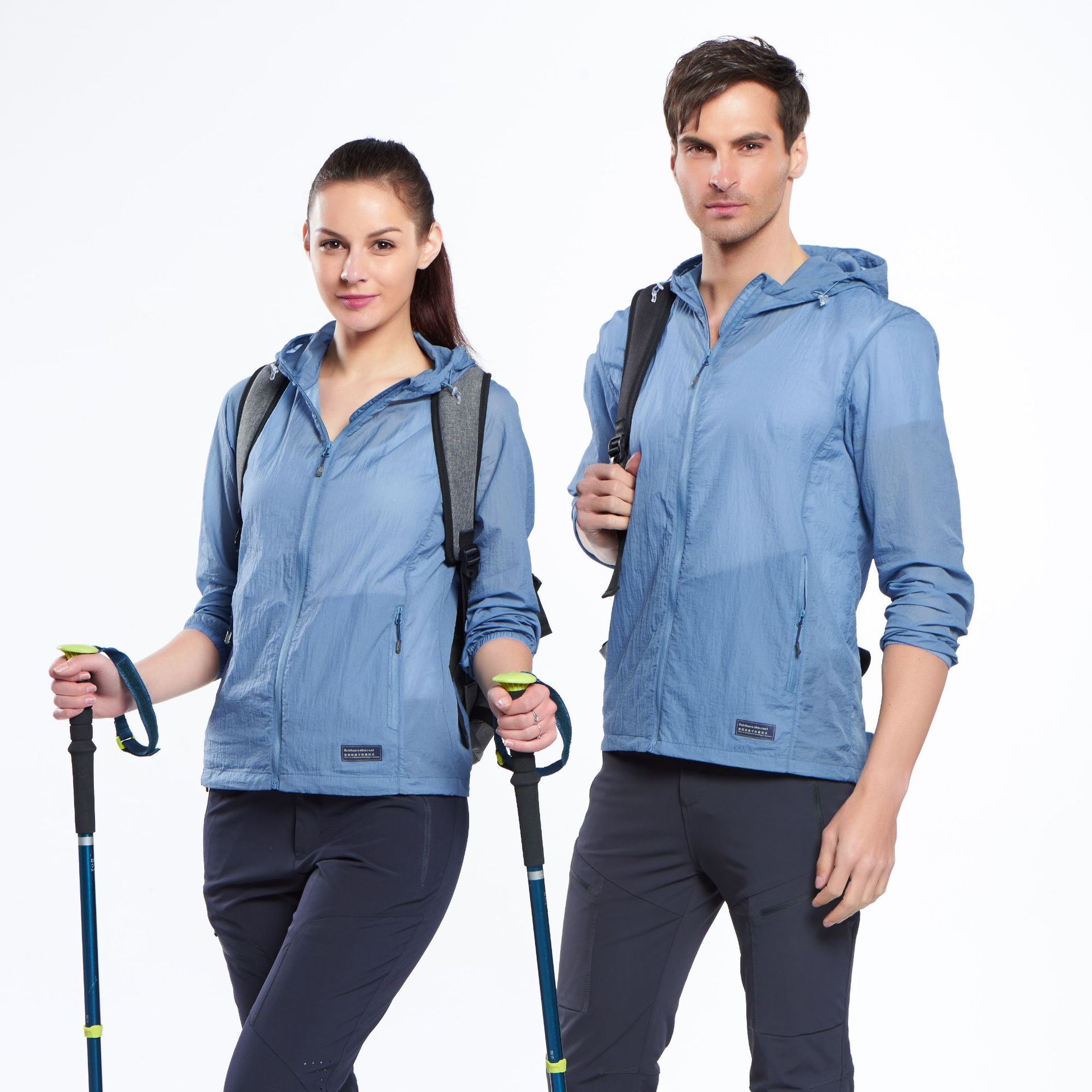 定制logo拉链宽松型带帽防晒衣皮肤衣图案户外活动登山郊游夏季