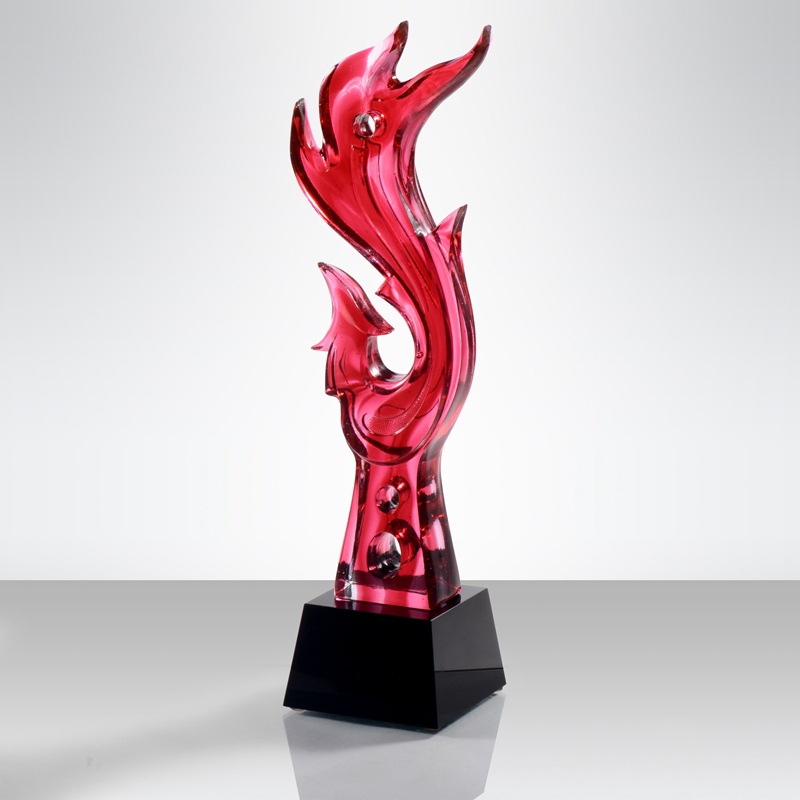 盛世琉璃凤舞奖杯厂家 舞蹈比赛奖杯凤凰涅盘设计新款奖杯现货-阿里巴