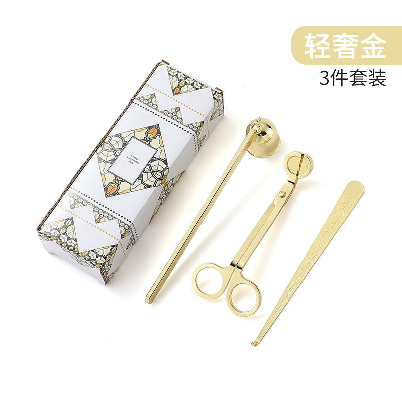 Christmas Diy Small Aromatherapy Candle Tool Candle Tool Three-Piece Stainless Steel Candle Scissors Candle Cover Set