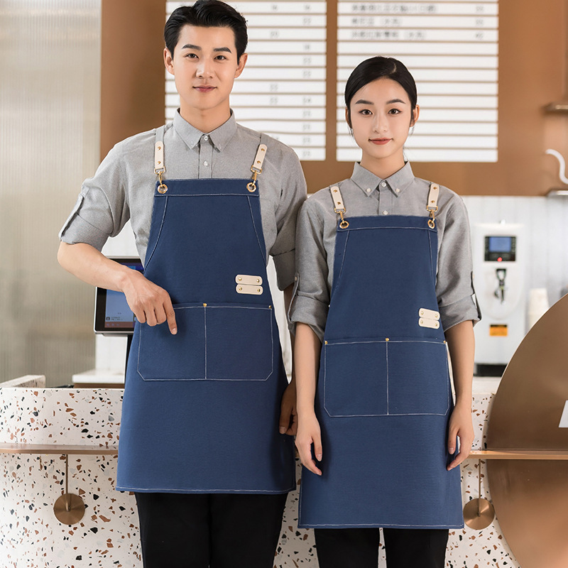 水洗防水帆布围裙防水logo印字餐饮奶茶店花店超市蛋糕店围裙工装