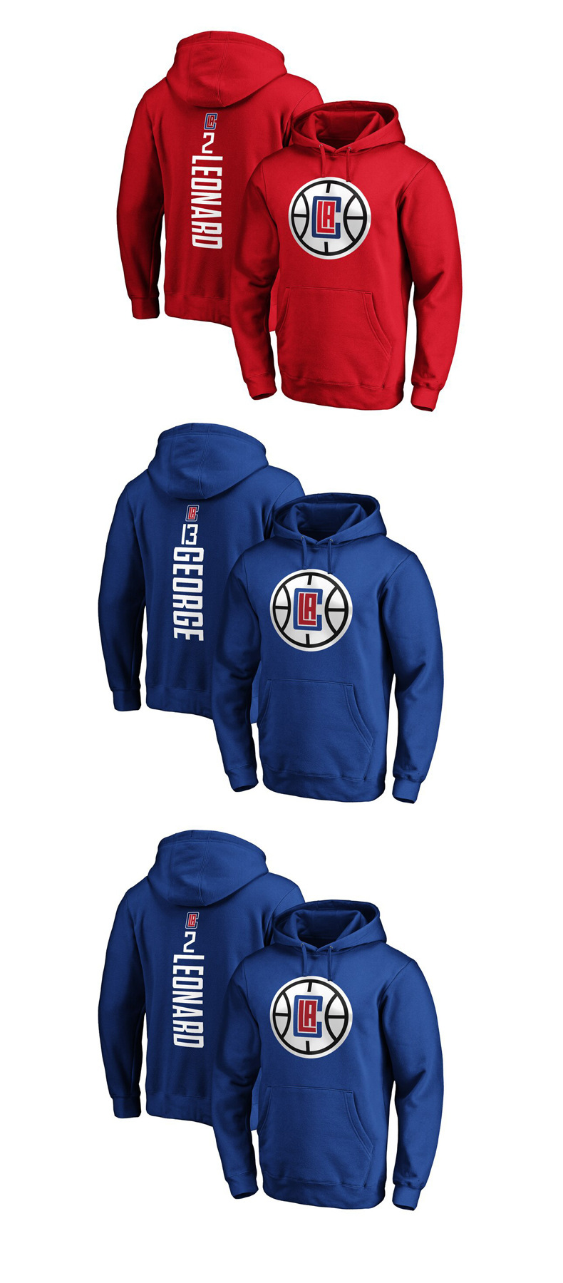 nba快船莱昂纳德2号乔治13号套头连帽卫衣出场服篮球休闲运动球衣