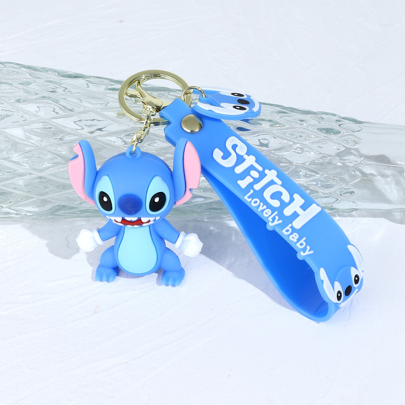 Cartoon Happy Stitch Silicone Doll Keychain Pendant Star Baby Couple Bags Car Pendant Gift