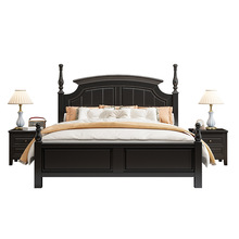 复古美式床实木现代简约1.5m1.8m双人床简美婚床古典黑轻奢法式床