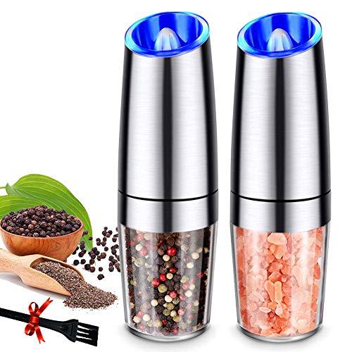 Induction Automatic Pepper Grinder Adjustable Thickness Electric Pepper Mill Grinder Blue Light
