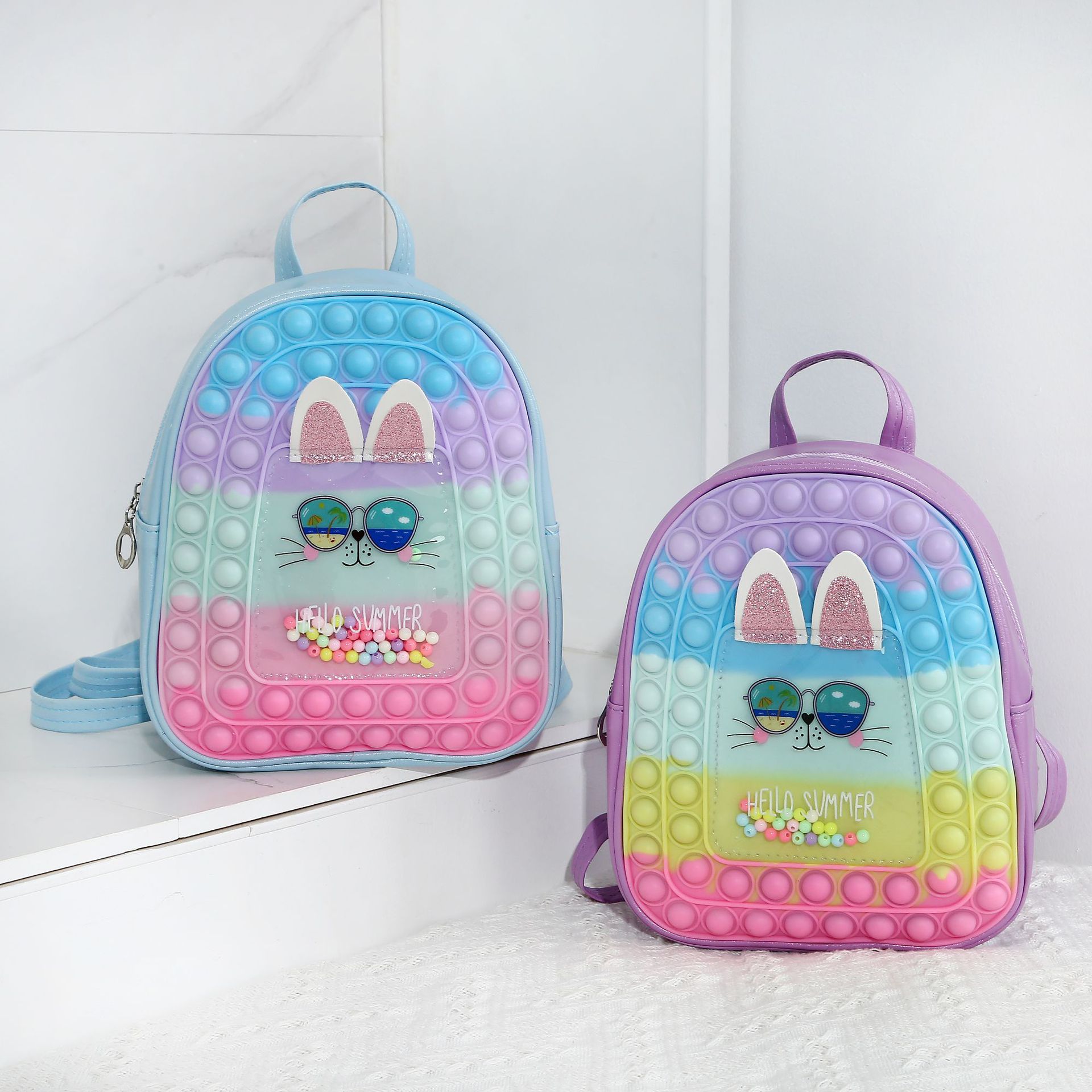 2022 Cross-Border New Rat Killer Pioneer Children Backpack Bubble Music Decompression Silicone Bag Little Girl Schoolbag