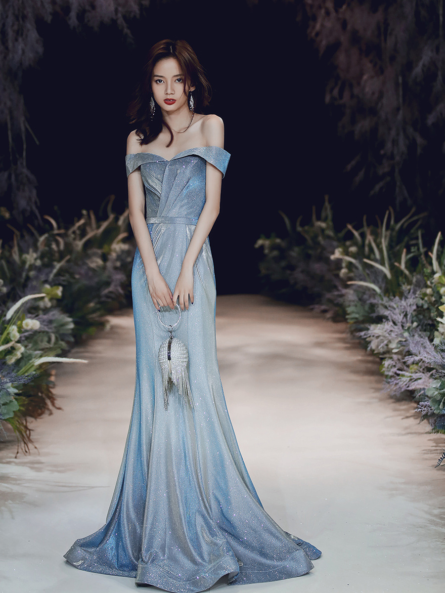 星空法式晚礼服裙女宴会气质主持人平时可穿仙气梦幻森系鱼尾礼服