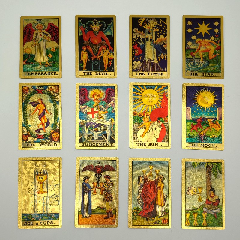 新款彩印桌游娱乐卡牌扑克牌土豪金创意塔罗牌金箔纸牌广告印logo