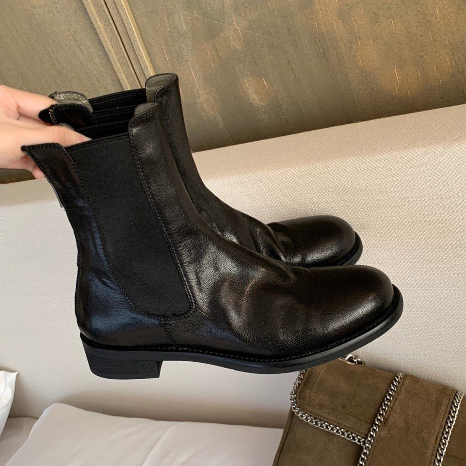 牛皮版~英伦风切尔西靴女复古粗跟烟筒靴短靴瘦瘦单靴马丁靴-阿里巴巴