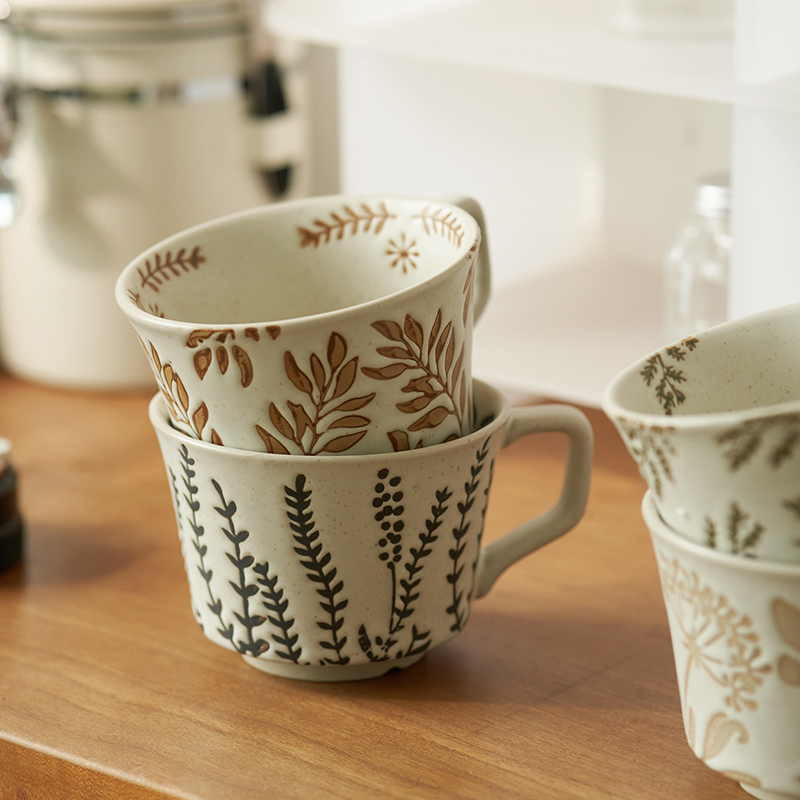 2jgb肆月中古杯陶瓷杯套装家用马克杯水杯咖啡杯家庭杯子专人