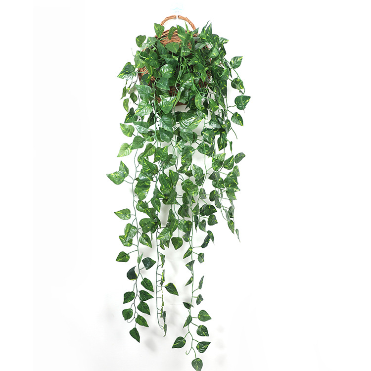 Decorative Cover Wall-Mounted Green Plant Simulation Hanging Basket Green Radish Fake Flower Rattan Wall-Mounted Plant Chlorophytum Vine Green Leaf Hanging