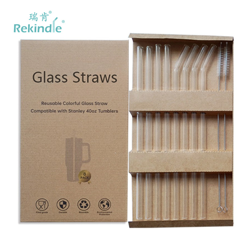 Vacuum Cup Matching Amazon Borosilicate Glass Straw Set Summer Glass Straw