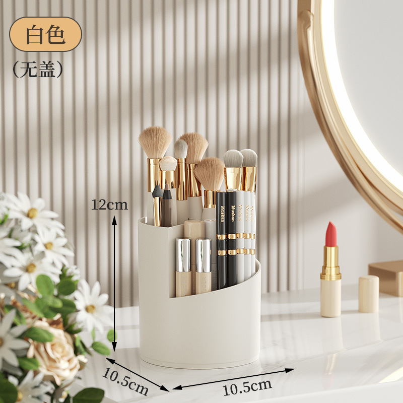 Rotatable Cosmetics Storage Box Transparent Sliding Door Pen Holder Lipstick Eyebrow Pencil Makeup Brush Dresser Table Supplies