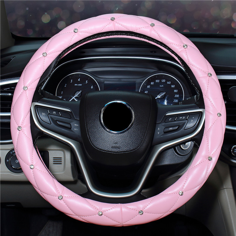 New Steering Wheel Cover Car Steering Wheel Cover Women's Diamond Car Interior Decoration Supplies Fashion Handle Cover