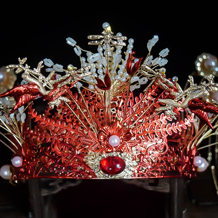 秀禾头饰中式结婚新娘秀禾服发饰复古大气流苏凤冠霞帔龙凤褂配饰