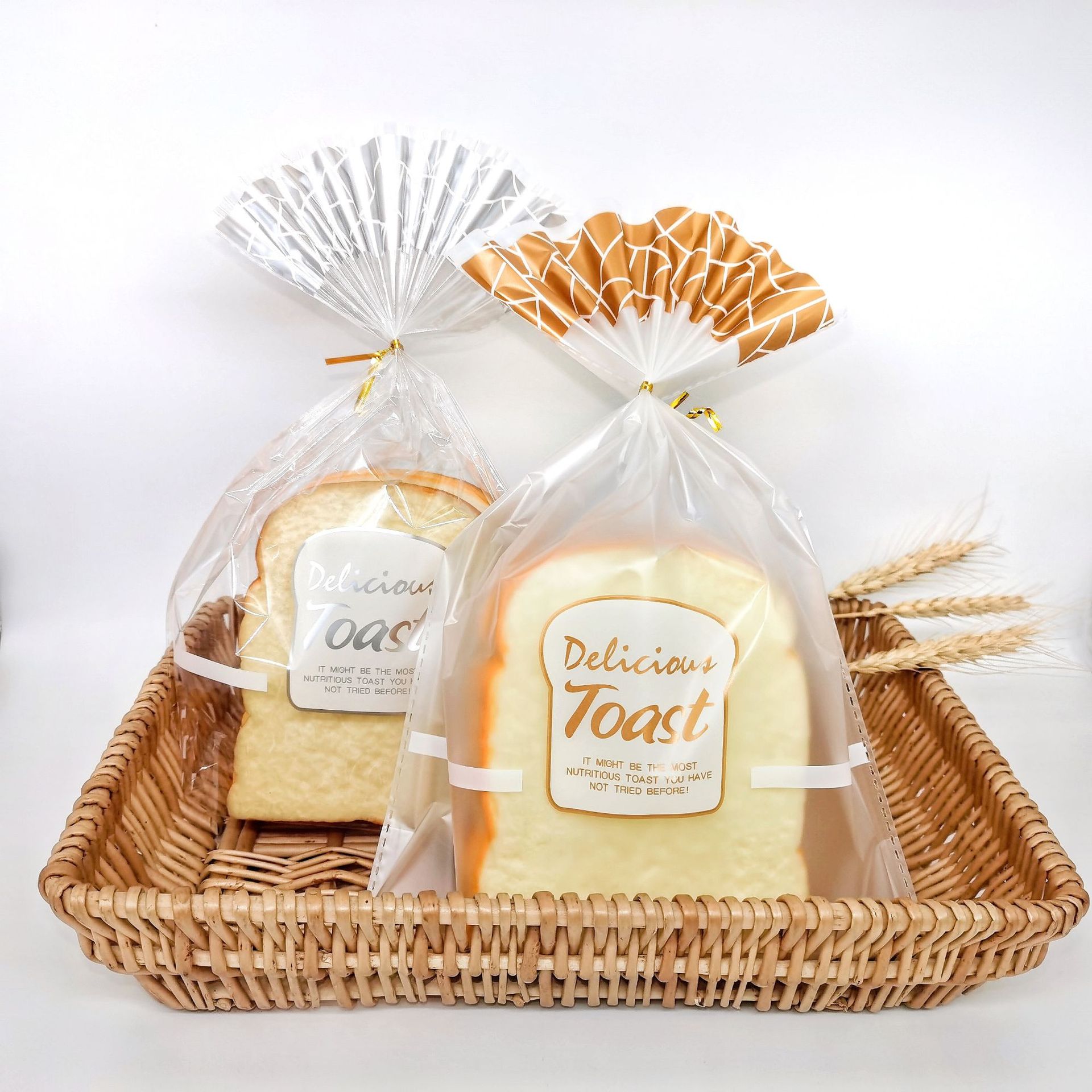 方包切片吐司面包袋餐包袋扎口薄膜包装袋toast100包双色可选