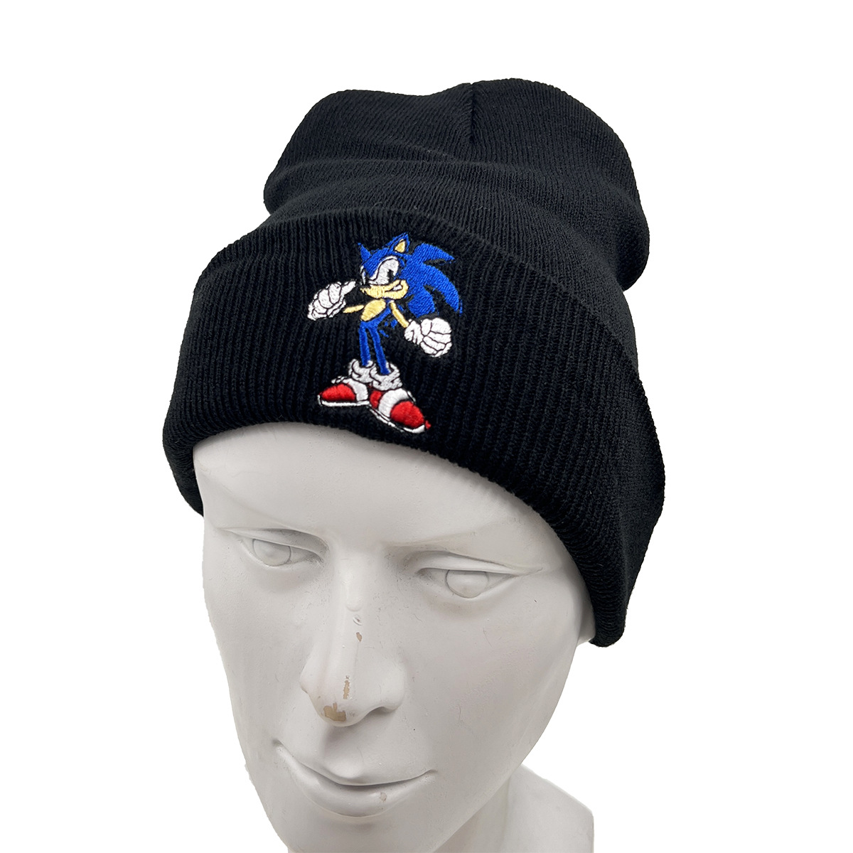 European and American Style Sonic the Hedgehog Embroidered Knitted Hat Animal Embroidery Woolen Cap