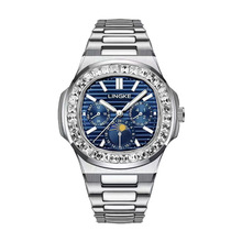 瑞士新款鹦鹉螺镶钻手表男夜光机械表 钢带男款手表商务 男表腕表