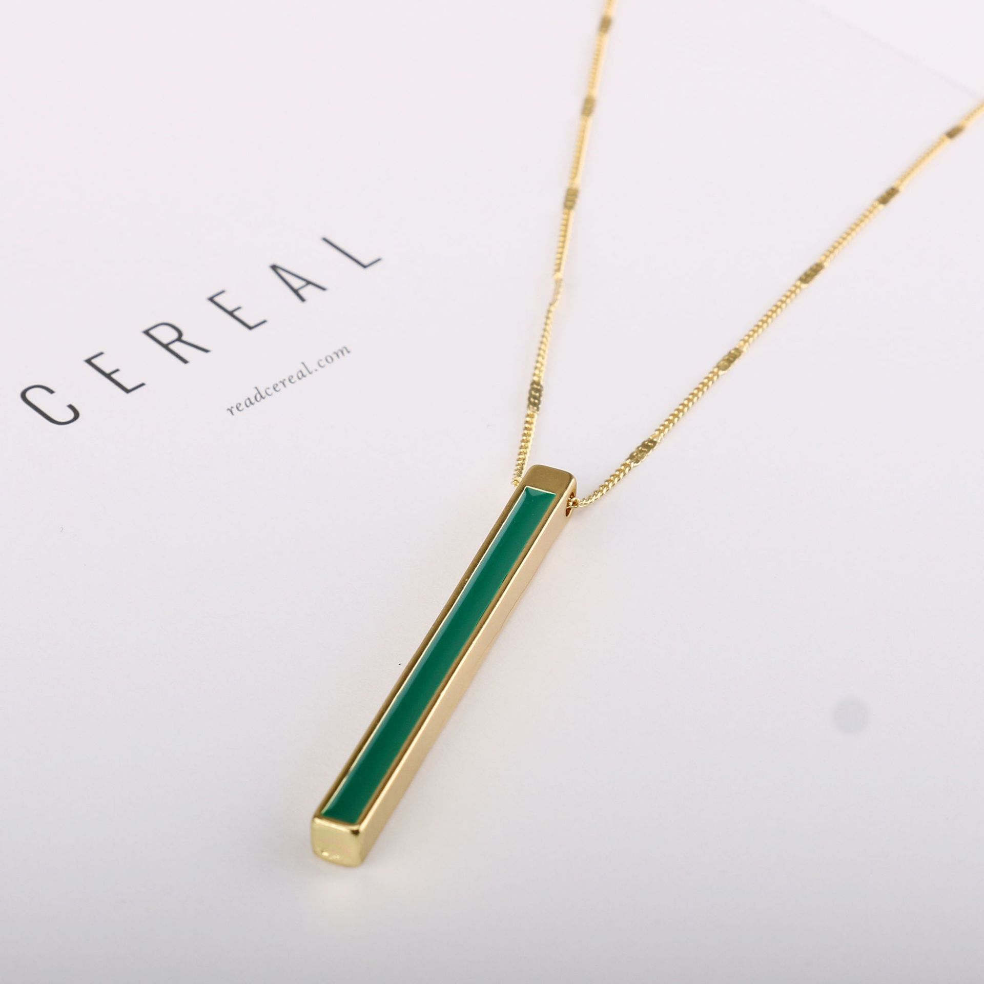 欧美项链 长条滴油吊坠金属竹节链长款毛衣链气质素链一件代发