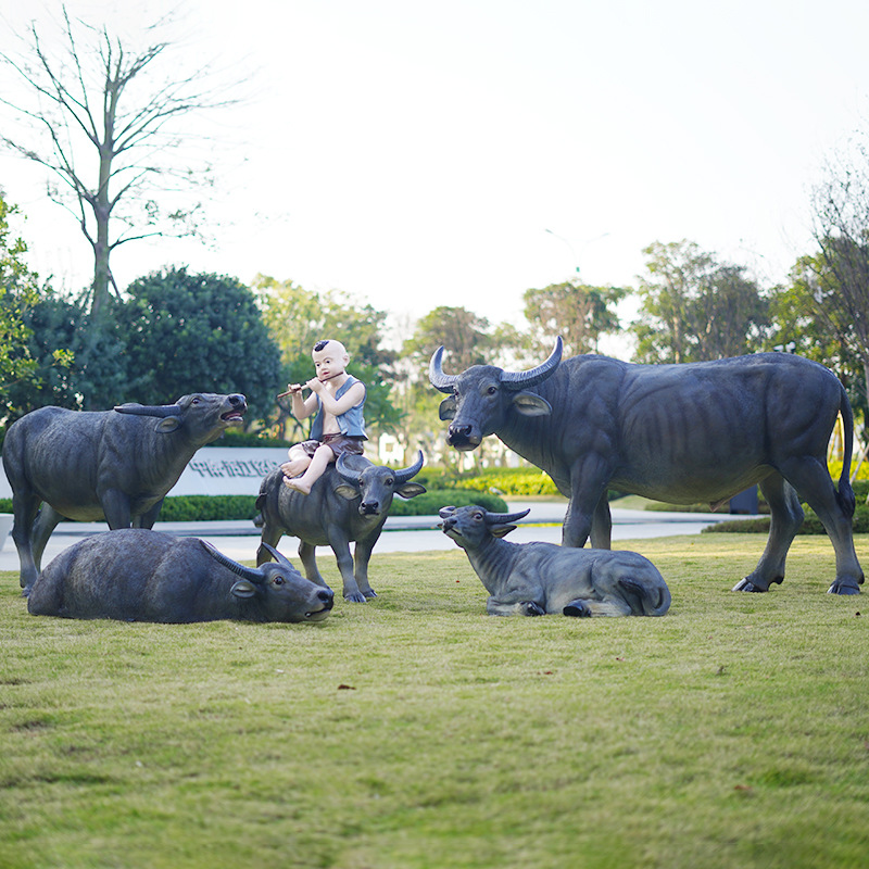 大型户外仿真水牛雕塑摆件室外园林景观农场草坪装饰仿生动物模型