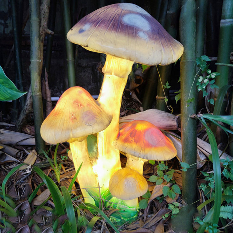 户外防水玻璃钢蘑菇造型灯led仿真发光蘑菇草坪灯园林树脂仿生灯