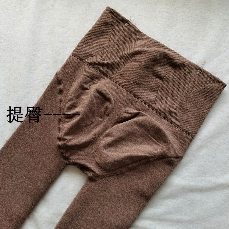 Men's Autumn and Winter Cotton High Waist Fishbone Anti-Curling Fleece Warm Pants Belly Contracting Hip Lifting Pantyhose Cropped Leggings