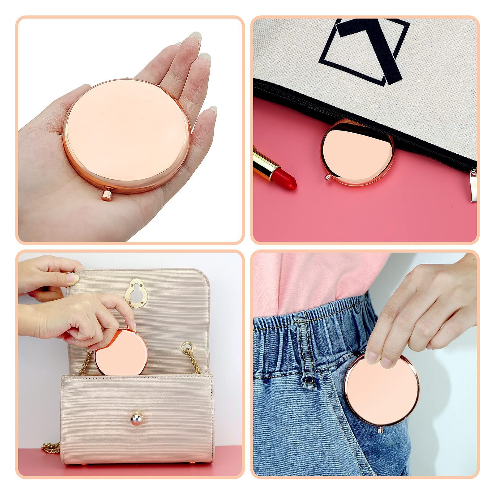 Metal Mirror Cosmetic Mirror Printing Laser Logo Double Glossy Foldable and Portable Small Mirror Engraving Gift Gift