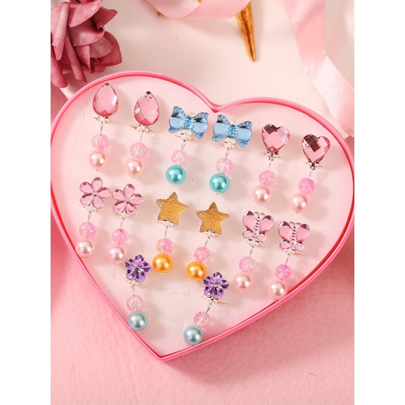 儿童耳环耳夹无耳洞宝宝公主可爱卡通女孩女童假耳坠首饰耳钉饰品