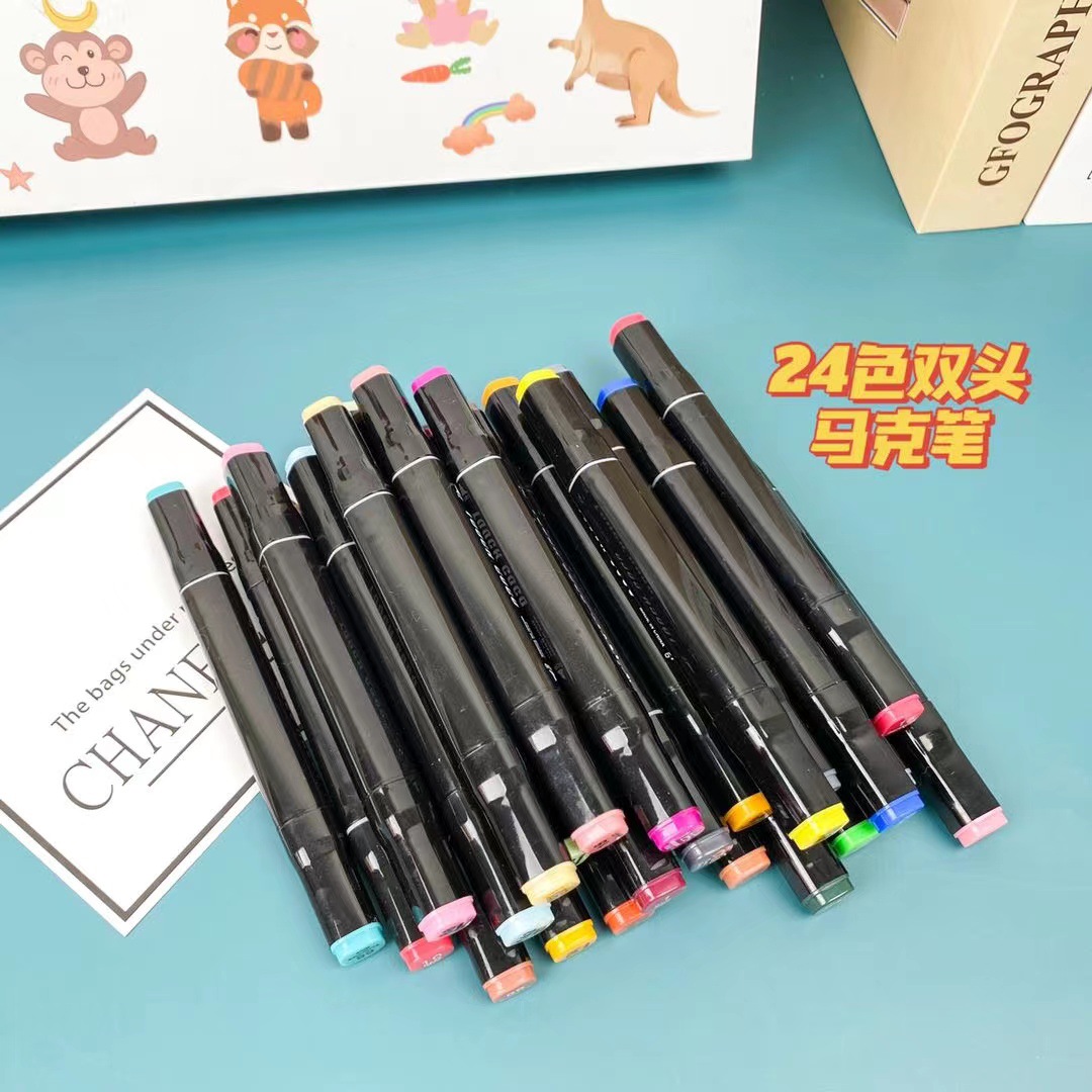 Oil double head marker set 48 color 168 color 80 color 36 color 24 color 12 color children can be washed complete 344 Specification drawing