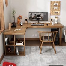 实木转角电脑桌电脑拐角书桌家用卧室靠墙角桌子台式工作台办公桌