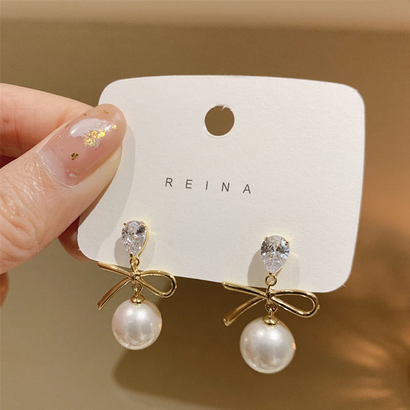 Sterling Silver Needle Affordable Luxury Style Pearl Earrings for Women Wholesale Korean Graceful Online Influencer Earrings New Trendy Earrings High-Grade