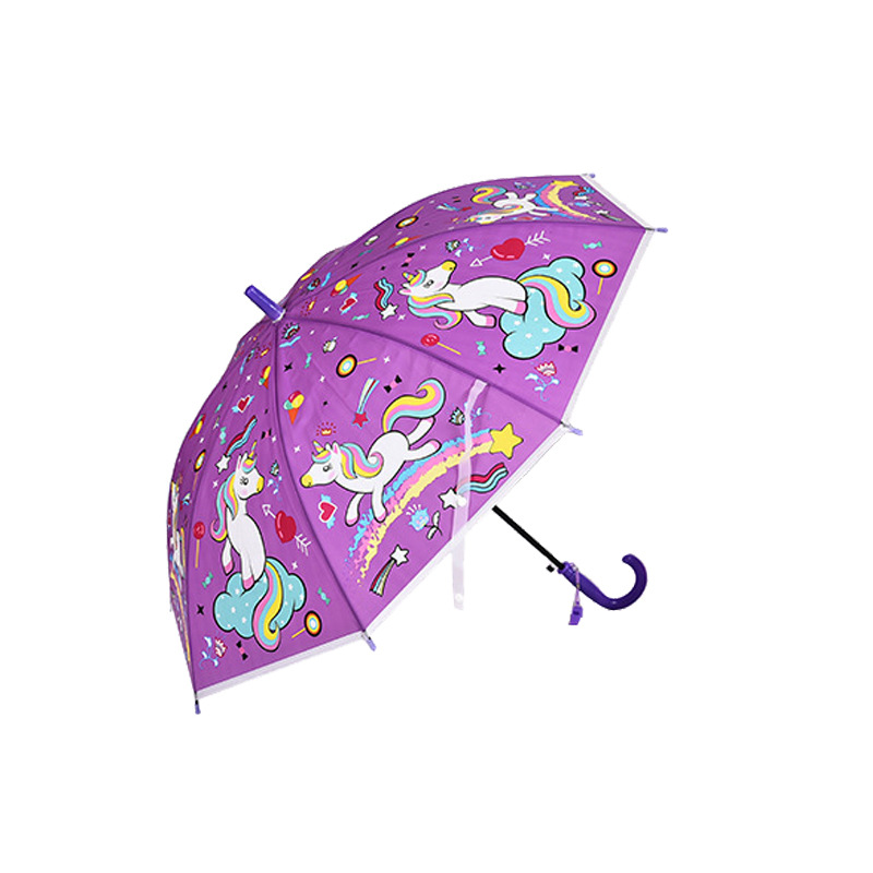 Children's Umbrella Unicorn Cartoon Pattern Printing Logo Children's Day Gifts Sun Protection Rain Proof Automatic Long Umbrella Curved Handle